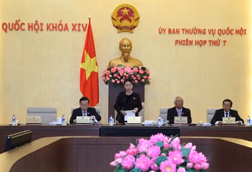 Sáng 20/2/2017, tại Nhà Quốc hội, Chủ tịch Quốc hội Nguyễn Thị Kim Ngân chủ trì và phát biểu khai mạc Phiên họp thứ 7 của Ủy ban Thường vụ Quốc hội. Ảnh: Trọng Đức – TTXVN