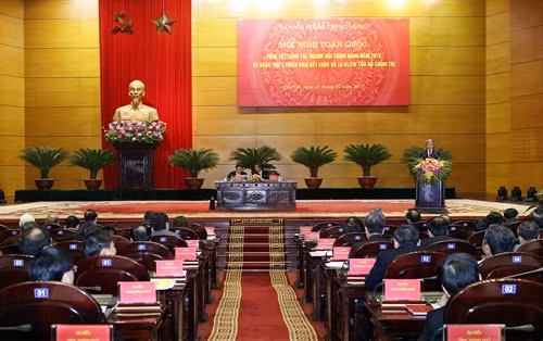 Hội nghị toàn quốc tổng kết công tác ngành Nội chính Đảng năm 2016 và quán triệt, triển khai kết luận số 10-KL/TW của Bộ Chính trị. Ảnh: Nguyễn Dân -TTXVN
