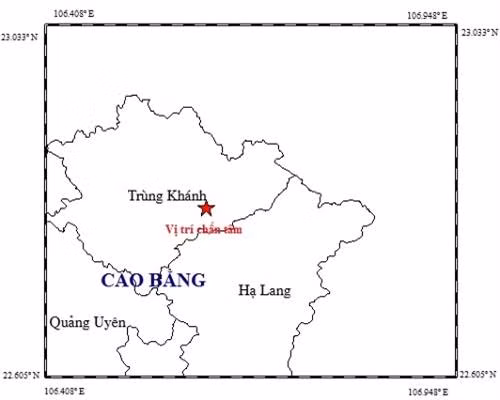 Bản đồ chấn tâm động đất. Ảnh: igp-vast.vn