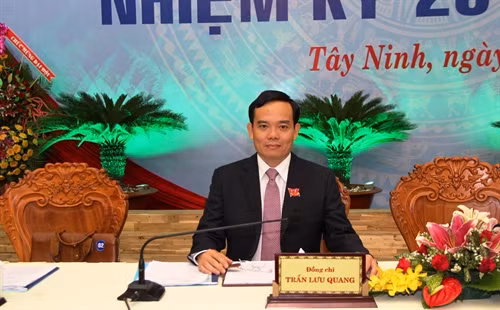 Đồng chí Trần Lưu Quang tái đắc cử Bí thư Tỉnh ủy Tây Ninh khóa X, nhiệm kỳ 2015-2020. Ảnh: Lê Đức Hoảnh - TTXVN