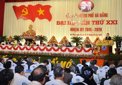 Quang cảnh Đại hội đại biểu Đảng bộ thành phố Đà Nẵng lần thứ XXI, nhiệm kỳ 2015 - 2020. Ảnh: Văn Sơn – TTXVN