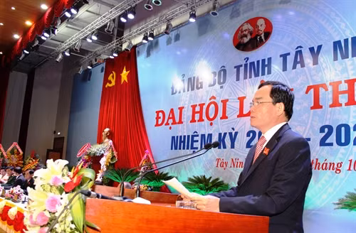 Đồng chí Trần Lưu Quang, Ủy viên dự khuyết Trung ương Đảng tái đắc cử Bí thư Tỉnh ủy Tây Ninh khóa X. Ảnh: Lê Đức Hoảnh- TTXVN
