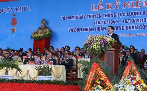 Chủ tịch nước Trương Tấn Sang phát biểu tại Lễ kỷ niệm. Ảnh: Nguyễn Khang – TTXVN