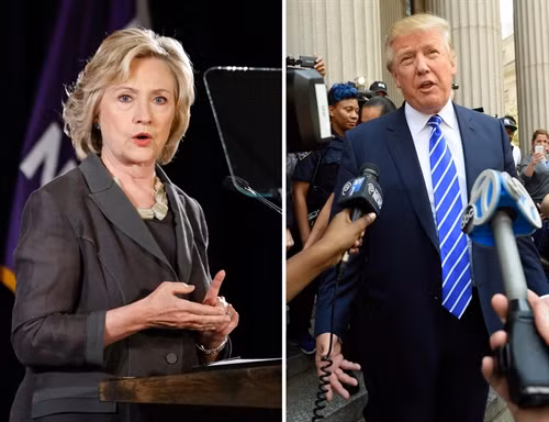 Trong ảnh: Tỉ phú Donald Trump (phải) và cựu Ngoại trưởng Hillary Clinton (trái). AFP/TTXVN
