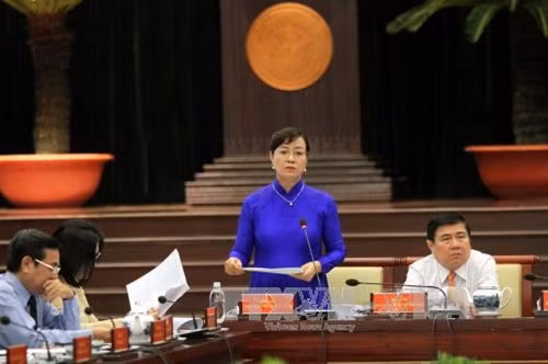 Phó Bí thư Thành ủy, Chủ tịch HĐND Thành ủy Hồ Chí Minh Nguyễn Thị Quyết Tâm phát biểu. Ảnh: Thanh Vũ - TTXVN