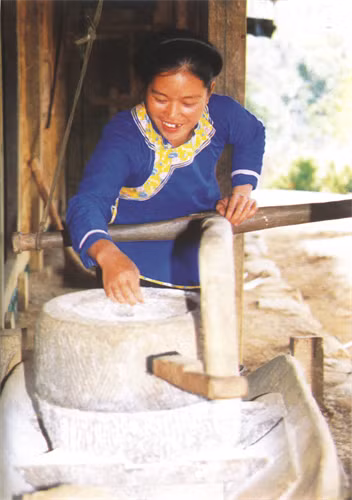 Cối xay bột bằng đá của người Giáy