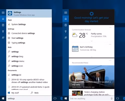 Tìm kiếm với trợ lý ảo Cortana