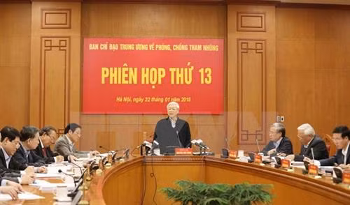 Tổng Bí thư Nguyễn Phú Trọng, Trưởng Ban Chỉ đạo Trung ương về phòng, chống tham nhũng, chủ trì phiên họp. Ảnh: Phương Hoa - TTXVN