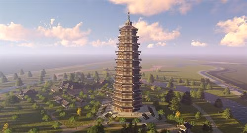 Mô hình Đại bảo tháp đặt tại khu di tích Gò Tháp thuộc xã Tân Kiều, huyện Tháp Mười, tỉnh Đồng Tháp. Ảnh: Chương Đài - TTXVN