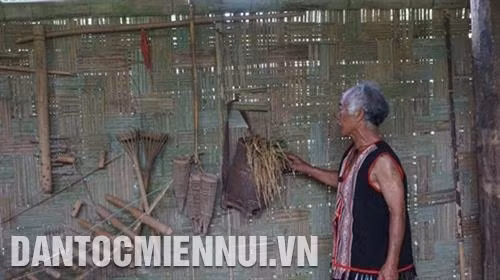 Một phần lúa được già làng mang lên nhà để Rông để tiếp tục làm lễ cúng. Ảnh: Hoàng Hải