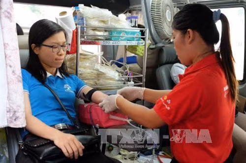 Các tầng lớp nhân dân Thành phố nhiệt tình tham gia hiến máu. Ảnh: Thế Anh – TTXVN