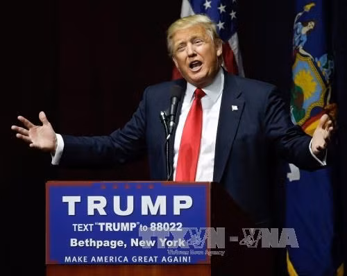 : Trong ảnh: (tư liệu) Ứng cử viên Donald Trump trong chiến dịch vận động tranh cử ở Bethpage, New York ngày 6/4/2016. EPA/TTXVN
