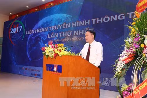 Ông Nguyễn Đức Lợi, Ủy viên Trung ương Đảng, Tổng Giám đốc Thông tấn xã Việt Nam phát biểu tại liên hoan. Ảnh: Danh Lam – TTXVN