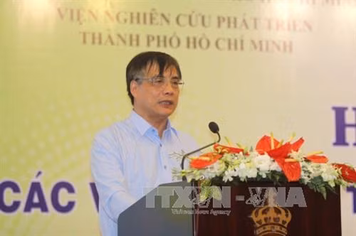 Viện Trưởng Viện Kinh tế Việt Nam, Phó Giáo sư, TS Trần Đình Thiên phát biểu. Ảnh: Thanh Vũ-TTXVN