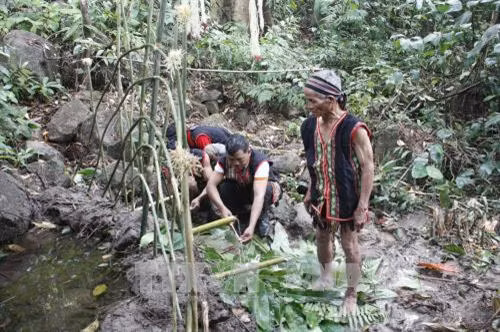 Phục dựng Lễ cúng máng nước của dân tộc Ja Rai tại Lễ hội hoa Dã quỳ - Núi lửa Chư Đang Ya năm 2017. Ảnh: Hồng Điệp – TTXVN