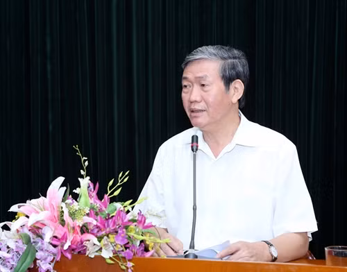 Đồng chí Đinh Thế Huynh phát biểu tại buổi làm việc. Ảnh: Phương Hoa - TTXVN