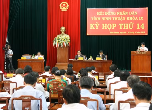 Quang cảnh kỳ họp thứ 14, HĐND tỉnh Ninh Thuận khoá IX. Ảnh: Đức Ánh- TTXVN