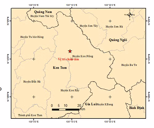 Liên tiếp xảy ra 3 trận động đất có độ lớn từ 3.6 đến 4.7 tại huyện Kon Plông, tỉnh Kon Tum ảnh 1