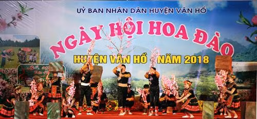 Biểu diễn văn nghệ tại lễ khai mạc Ngày hội Hoa đào tỉnh Sơn La lần thứ nhất. Ảnh: Diệp Anh - TTXVN