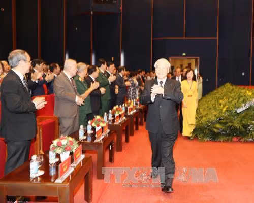 Tổng Bí thư Nguyễn Phú Trọng đến dự Lễ kỷ niệm. Ảnh: Trí Dũng- TTXVN