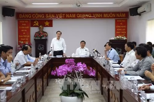Phó Chủ tịch UBND Thành phố Hồ Chí Minh Lê Thanh Liêm phát biểu tại buổi làm việc. Ảnh: Thanh Vũ-TTXVN