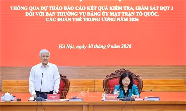 Thông qua dự thảo kết quả kiểm tra, giám sát đợt 3 đối với Ban Thường vụ Đảng ủy MTTQ, các đoàn thể Trung ương