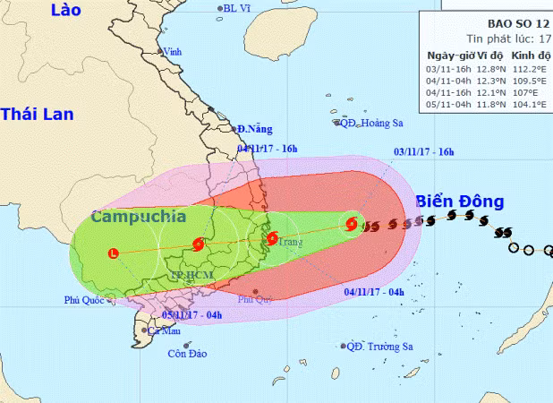 Sóng biển vùng tâm bão số 12 cao 6 - 8m, Quảng Trị đến Bình Thuận có mưa đặc biệt to ảnh 1