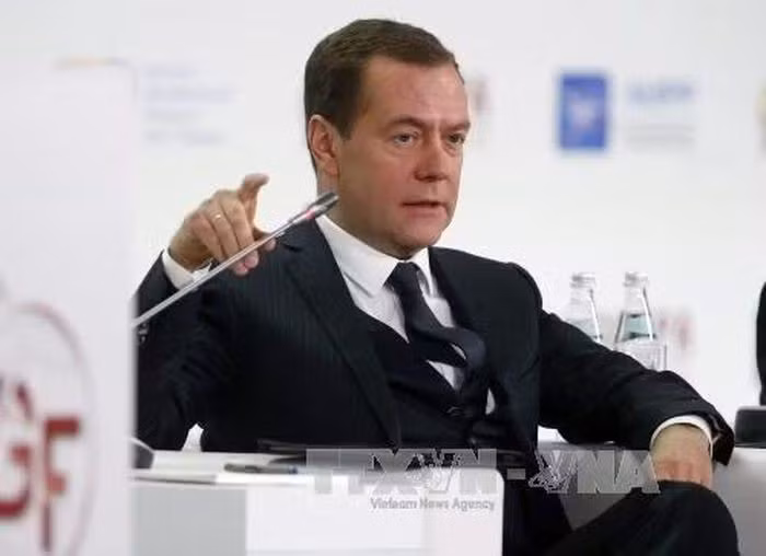 Cựu Tổng thống Liên bang Nga, ông Dmitry Medvedev, người đang giữ chức Phó Chủ tịch Hội đồng An ninh Liên bang Nga. Ảnh: EPA/TTXVN