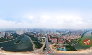 Công trường 2 cầu vượt thấp qua bán đảo Linh Đàm