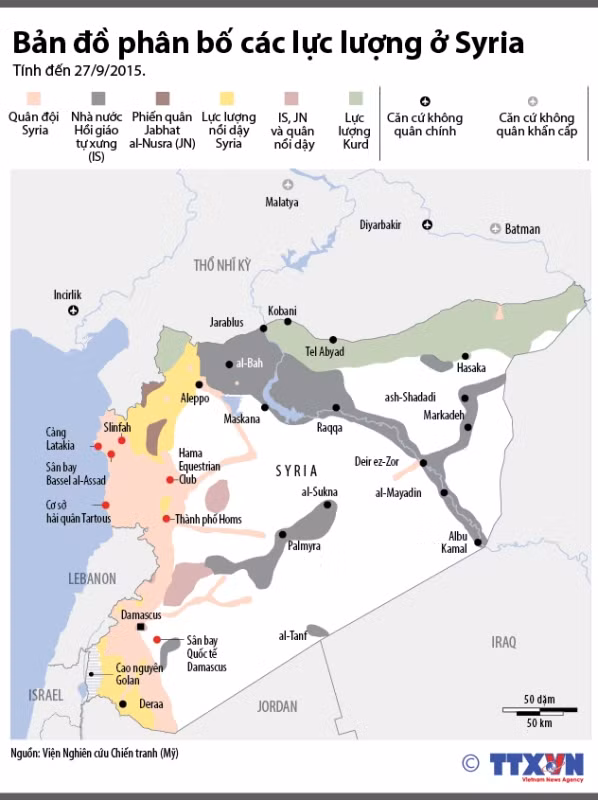 Bản đồ phân bố các lực lượng ở Syria ảnh 1