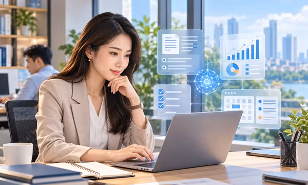 Người lao động trí óc đang dùng AI để hỗ trợ công việc. Ảnh minh họa