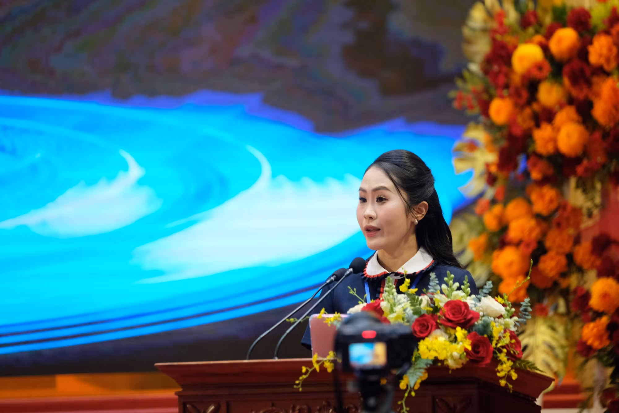 Nhà sáng tạo nội dung có sức ảnh hưởng trên địa bàn Đà Lạt (Lâm Đồng) phát biểu tại chương trình.
