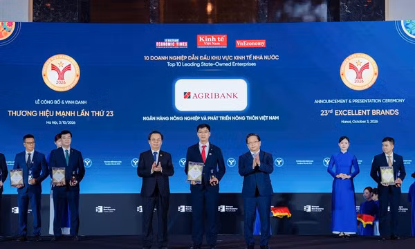 Agribank được vinh danh Top 10 Thương hiệu Doanh nghiệp Dẫn đầu Khu vực Kinh tế Nhà nước 2026