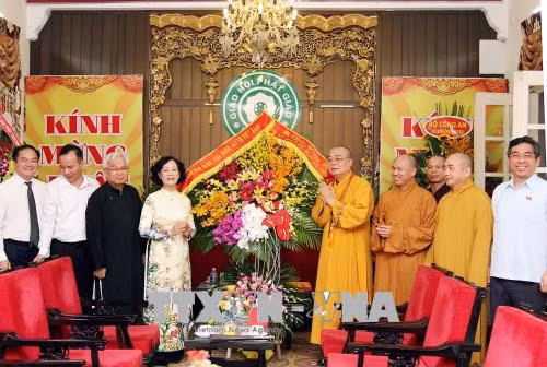 Đồng chí Trương Thị Mai thăm Hội đồng Trị sự Trung ương Giáo hội Phật giáo Việt Nam ảnh 1