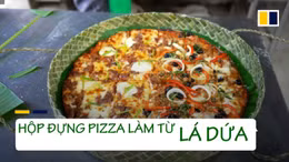 Độc đáo hộp đựng pizza làm từ lá dứa tại Philippines