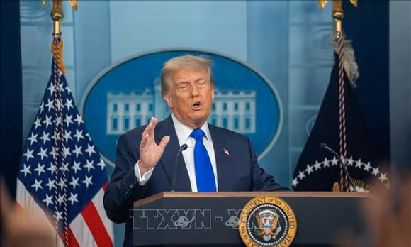 Tổng thống Mỹ Donald Trump phát biểu tại Nhà Trắng, Washington, D.C. Ảnh: THX/TTXVN phát