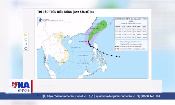 Bão số 14 có thể gây gió mạnh, sóng lớn