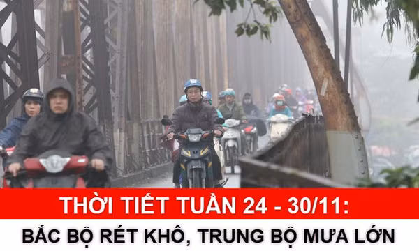 Thời tiết tuần 24 - 30/11: Bắc Bộ rét khô, Trung Bộ mưa lớn cục bộ