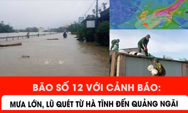 Bão số 12: Cảnh báo mưa lớn, lũ quét từ Hà Tĩnh đến Quảng Ngãi 