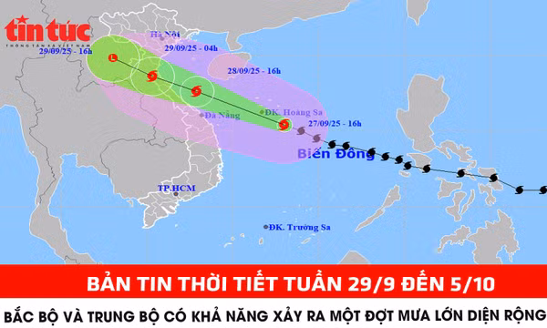 Bản tin thời tiết tuần 29/9 đến 5/10: Bắc Bộ và Trung Bộ có khả năng xảy ra một đợt mưa lớn diện rộng