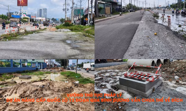 Dự án mở rộng Quốc lộ 13 đoạn qua Bình Dương cũ chậm tiến độ, người dân mong sớm tháo gỡ vướng mắc.