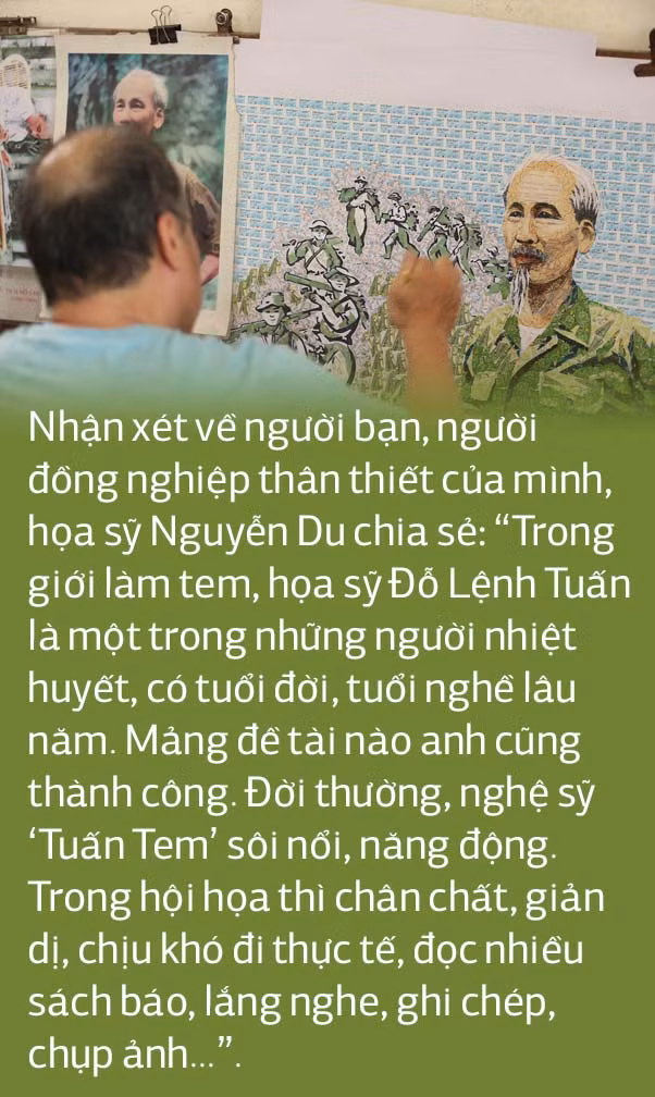 Người họa sĩ sở hữu 500 bức ảnh Bác Hồ được ghép từ những con tem ảnh 4
