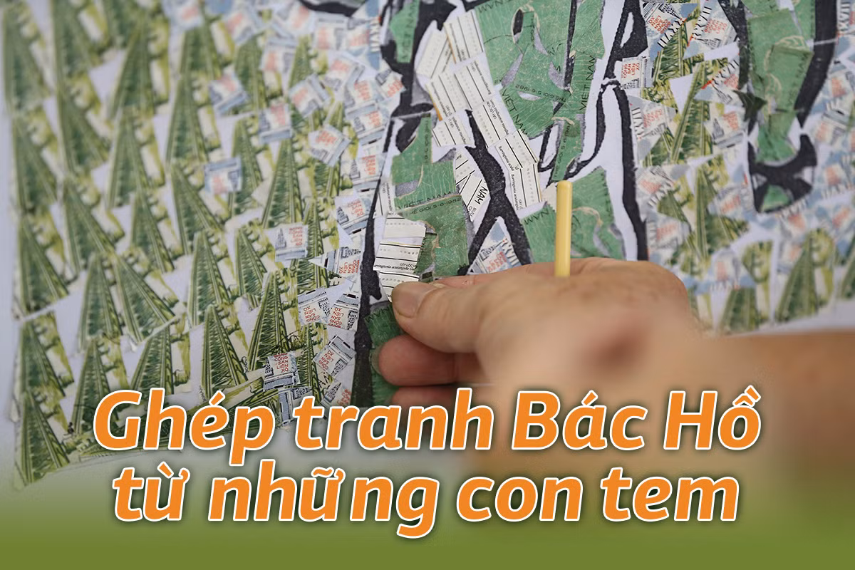Người họa sĩ sở hữu 500 bức ảnh Bác Hồ được ghép từ những con tem ảnh 3