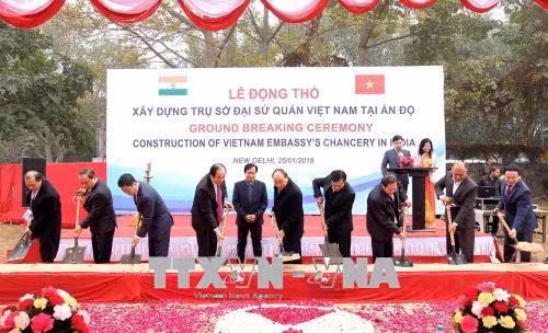 Thủ tướng dự lễ động thổ trụ sở mới Đại sứ quán Việt Nam tại Ấn Độ ảnh 1