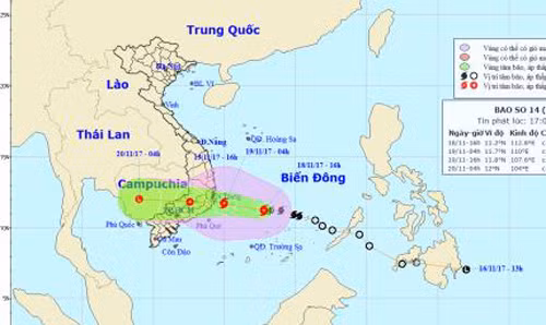 Ngày 19/11, bão số 14 sẽ đi vào đất liền các tỉnh Khánh Hòa, Ninh Thuận, Bình Thuận ảnh 1
