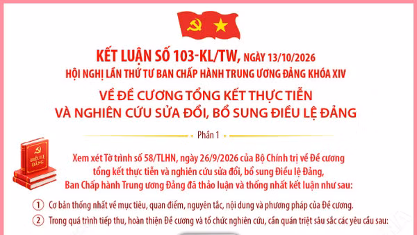 Kết luận số 103-KL/TW về Đề cương tổng kết thực tiễn và nghiên cứu sửa đổi, bổ sung Điều lệ Đảng