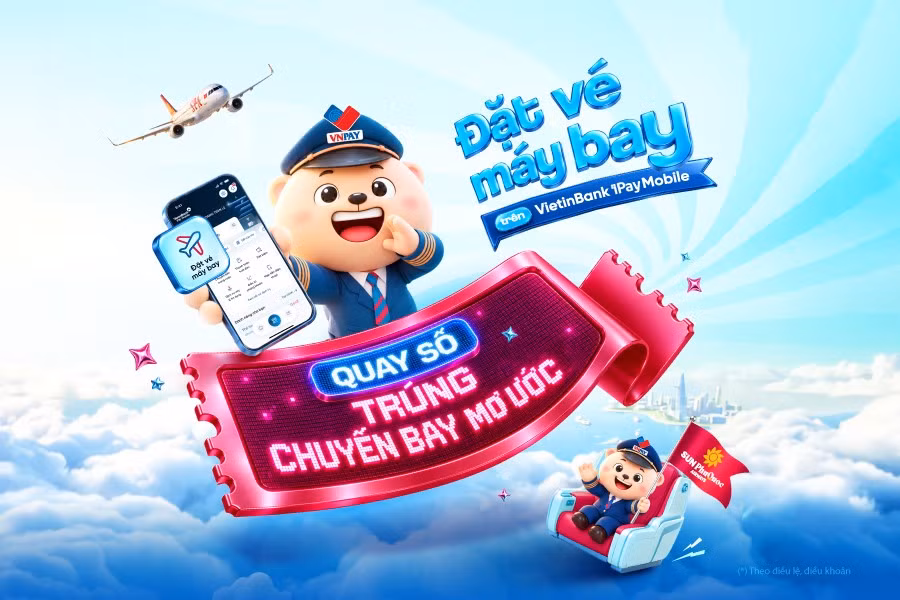 VietinBank iPay Mobile mang đến cơ hội trúng chuyến bay khứ hồi Sun PhuQuoc Airways cho khách hàng đặt vé trên ứng dụng.