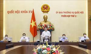 Chủ tịch Quốc hội Vương Đình Huệ phát biểu bế mạc. Ảnh: Doãn Tấn - TTXVN