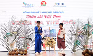 Tiết mục dự thi của trường Tiểu học Phú Túc (Bến Tre). Ảnh: Trung Kiên – TTXVN