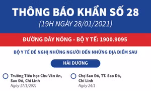 Dịch COVID-19: Thông báo khẩn số 28 của Bộ Y tế